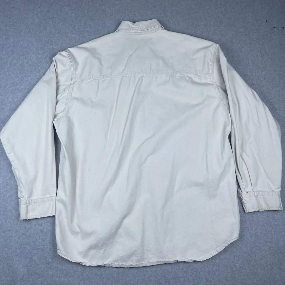 Vintage Levis Red Tab Denim Overshirt Shacket Off White Cream Heavy Workwear L